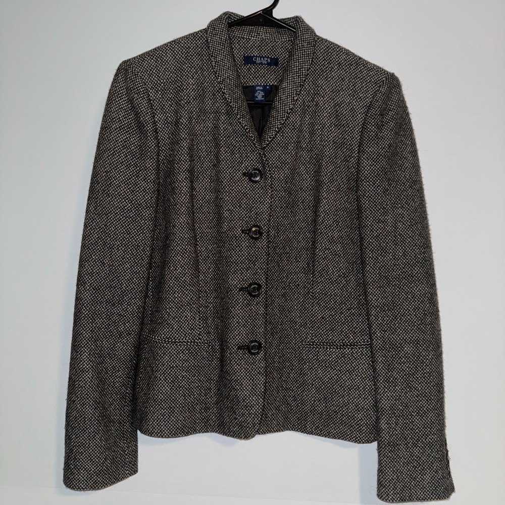 Chaps by Ralph Lauren Women's Brown Wool Tweed Blazer Size 10